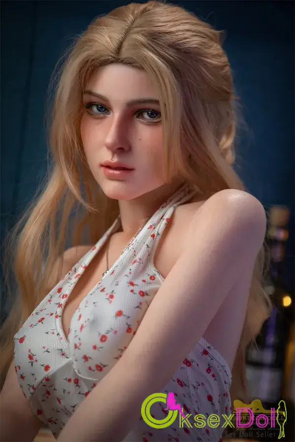 Spot Floral Dress Blonde Love Doll 153cm/5ft F-cup Silicone Sex Dolls